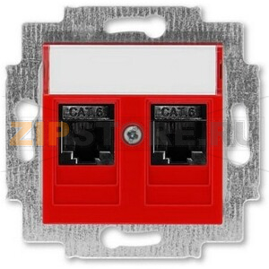 Розетка компьютерная, 2хRJ45, красная ABB 2CHH296118A6065 