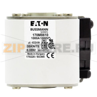 Предохранитель, 1000 A, AC 1000 В, 150 кА, size 3, 74x92x76 мм, aR, IEC UL Eaton FUSE 1000A 10
