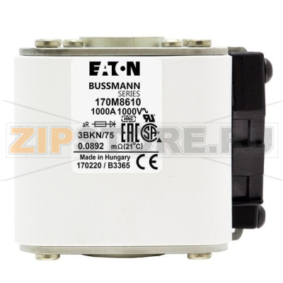 Предохранитель, 1000 A, AC 1000 В, 150 кА, size 3, 74x92x76 мм, aR, IEC UL Eaton FUSE 1000A 10 