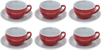 6 Porcelain Cups Latte Art Red