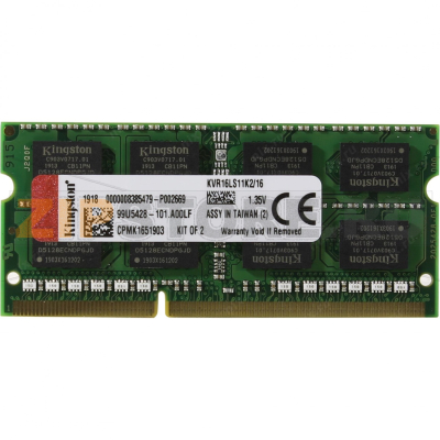 Оперативная память 8 Гб, 1600 МГц, DDR3, SO-DIMM Kingston KVR16LS11/8WP 