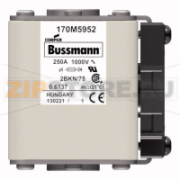 Предохранитель, 250 A, AC 1000 В, 150 кА, size 2, 59x77x75 мм, aR, IEC UL Eaton FUSE 250A 1000