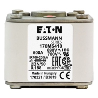 Предохранитель, 500 A, AC 690 В, size 2, 61x77x51 мм, aR, IEC UL, M10 Eaton FUSE 500A 690V 2BN