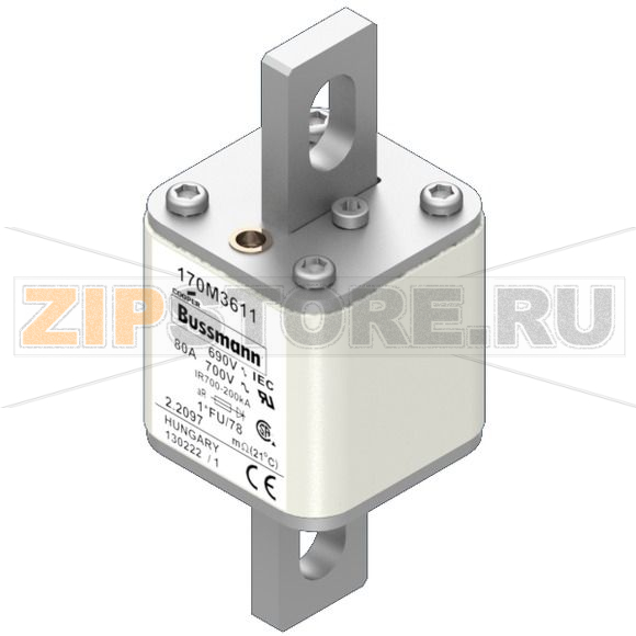 Предохранитель, 80 A, AC 690 В, 200 кА, size 1, 45x45x110 мм, aR, IEC UL Eaton FUSE 80A 690V 1 