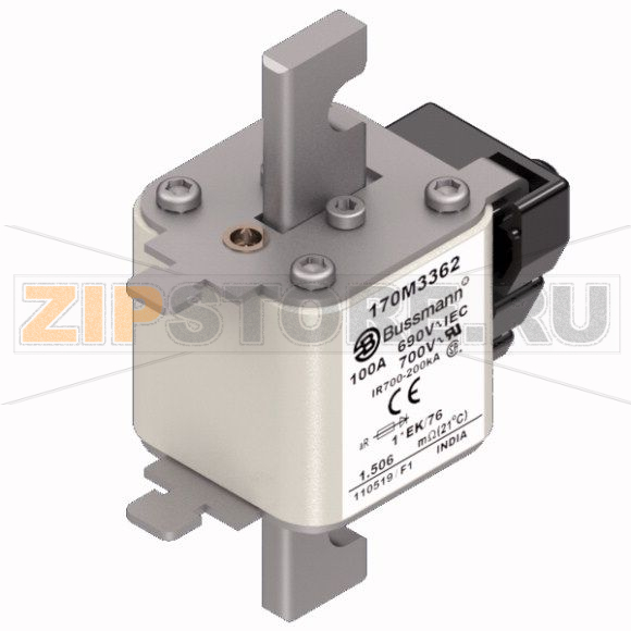 Предохранитель, 100 A, AC 690 В, 200 кА, size 1, 45x59x102 мм, aR, IEC UL Eaton FUSE 100A 690V 