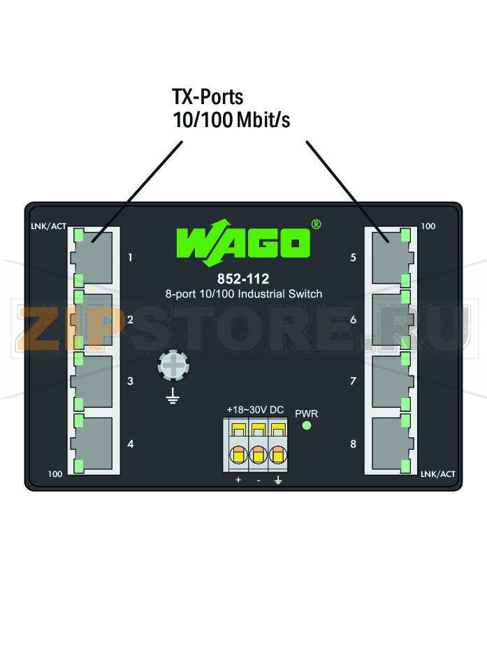 Промышленный переключатель ECO; 8 портов 100Base-TX; черные Wago 852-112 