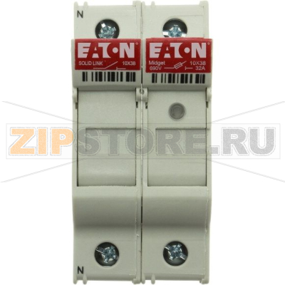 Держатель предохранителя, 32 A, AC 690 В, 10x38 мм, 1P + N, UL, IEC Eaton 1P 10X38MFH30A 600V Mid 