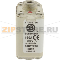 Предохранитель, 160 A, AC 690 В, 200 кА, size 00, 30x62x64 мм, aR, IEC Eaton FUSE 160A 690V 00B