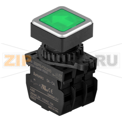 Выключатель кнопочный, головка: квадратная, Ø отверстия: 30 мм Autonics SQ3PFS-P3GU2ALM 