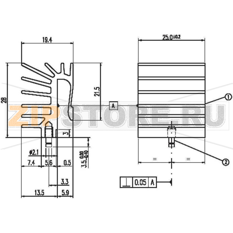 Радиатор 8.97 К/Вт, (ДxШxВ) 28x25x19.4 мм, TO-220, MAX-220 Aavid Thermalloy ML516/25 