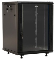 Hyperline TWB-FC-1866-GP-RAL9004 Шкаф настенный 19-дюймовый (19"), 18U, 920x600х600мм, стеклянная дверь с перфорацией по бокам, ручка с замком, с возможностью установки на ножки (в комплекте), цвет черный (RAL 9004) (разобранный)