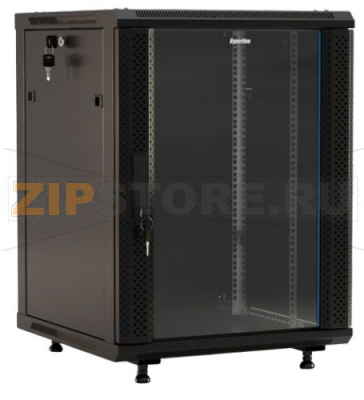 Hyperline TWB-FC-1866-GP-RAL9004 Шкаф настенный 19-дюймовый (19&quot;), 18U, 920x600х600мм, стеклянная дверь с перфорацией по бокам, ручка с замком, с возможностью установки на ножки (в комплекте), цвет черный (RAL 9004) (разобранный) 