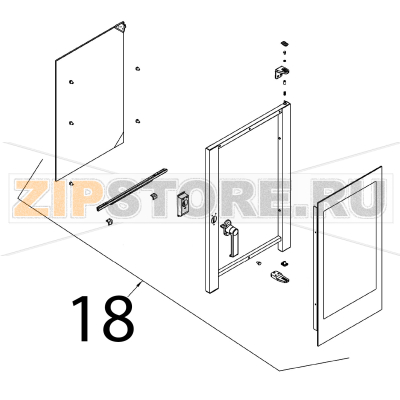 Oven door assembly Angelo Po BX101E Oven door assembly Angelo Po BX101EЗапчасть на деталировке под номером: 18