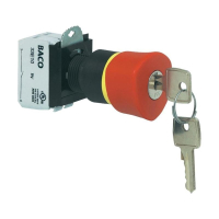 Кнопка аварийной остановки с ключом, черная, красная, 1 шт Baco L22GR01B