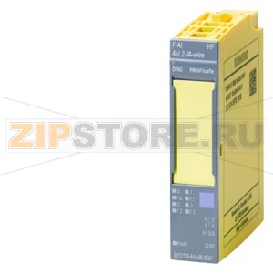 SIMATIC ET 200SP, модуль отказобезопасных аналоговых входов F-AI 4xI(0)4..20mA HF с расширенными функциями для ET 200SP.  4 отказобезопасных аналоговых входа 0/4… 20 мА, для построения контуров отказобезопасных систем вплоть до PL E (ISO 13849) или SIL 3 