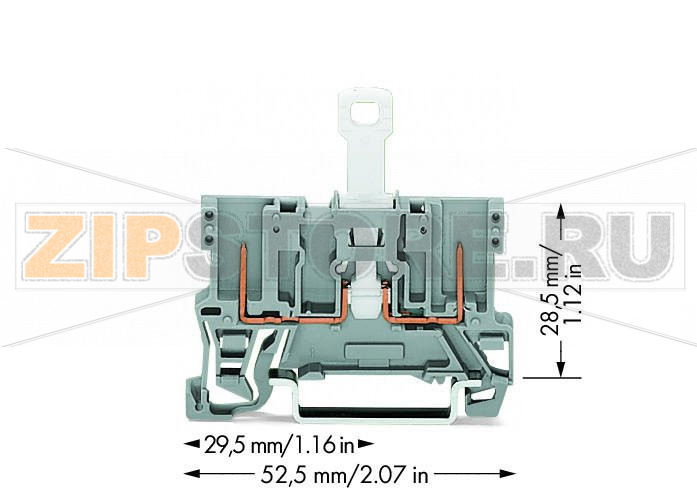 2-контактные базовые клеммы с размыкателем; для DIN-рейки 35 x 15 и 35 x 7,5; серые Wago 769-222 