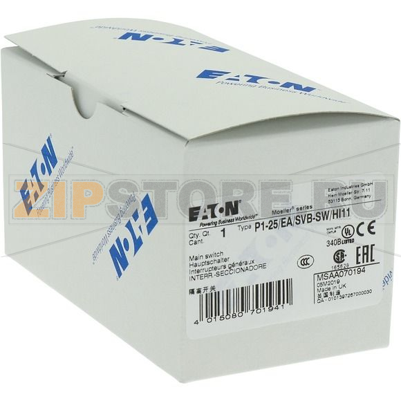 Выключатели главные, P1, 25 A, монтаж, 3-полюсн Eaton P1-25/EA/SVB-SW/HI11 