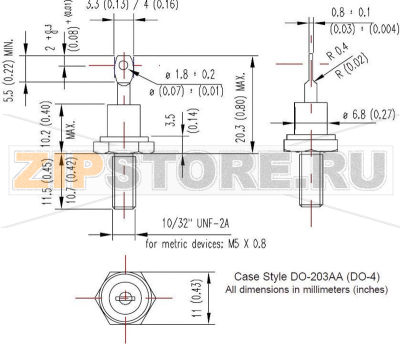 Диод, корпус: DO-4 Vishay 12F10 