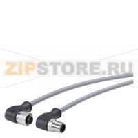 Power connecting cable M12-90/M12-90 for power supply of the ET200, pre-assembled cable with M12 connector and M12 socket, A-coded, 4 pin 5 m Siemens 6XV1801-5GH50