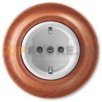 Розетка с заземлением 16 А, белый фарфор/натуральное дерево вишня ABB 2CHK203459C4052