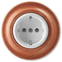 Розетка с заземлением 16 А, белый фарфор/натуральное дерево вишня ABB 2CHK203459C4052