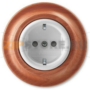 Розетка с заземлением 16 А, белый фарфор/натуральное дерево вишня ABB 2CHK203459C4052 