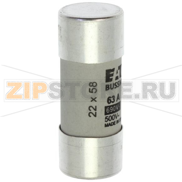 Предохранитель, 63 A, AC 690 В, 80 кА, 22x58 мм, gL/gG, IEC Eaton CYLINDRICAL FUSE 22x58 63A GG 