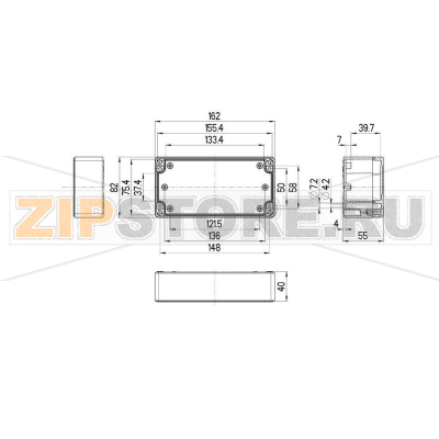 Корпус 162x82x55 мм, материал: пластик, серый, 1 шт Spelsberg TG ABS 1608-6-to 