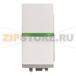 Механизм одноклавишного переключателя с клавишей и контрольной подсветкой, одномодульный, альпийский белый ABB 2CLA210250N1101 