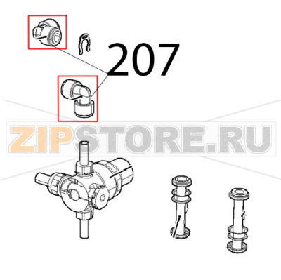 Elbow fitting D8F-D8F Unox XVC 205E Elbow fitting D8F-D8F Unox XVC 205EЗапчасть на деталировке под номером: 207