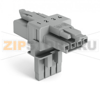 T-distribution connector; 4-pole; Cod. B; 1 input; 2 outputs; 2 locking levers; pink Wago 890-1633