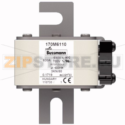 Предохранитель, 630 A, AC 690 В, 200 кА, 3, 76x92x109 мм, aR, DIN, IEC Eaton FUSE 630A 690V 3KN 