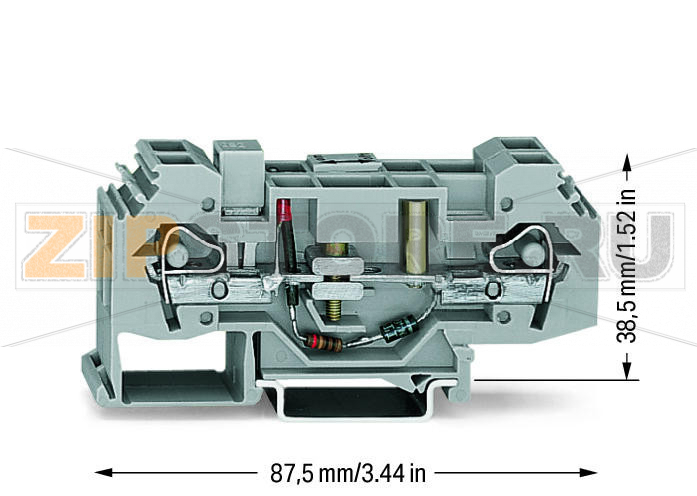 Клеммы с заземлением проводника и размыкателем; 24 В; 3; CAGE CLAMP®; 6,00 mm; серые Wago 282-140 