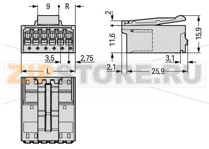 1-conductor male connector; Integrated release lever; direct marking; 1.5 mm?; Pin spacing 3.5 mm; 10-pole; 1,50 mm?; light gray Wago 2091-1530/002-3000 