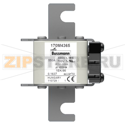 Предохранитель, 550 A, AC 690 В, 200 кА, size 1, 53x69x111 мм, aR, IEC Eaton FUSE 550A 690V 1EK 