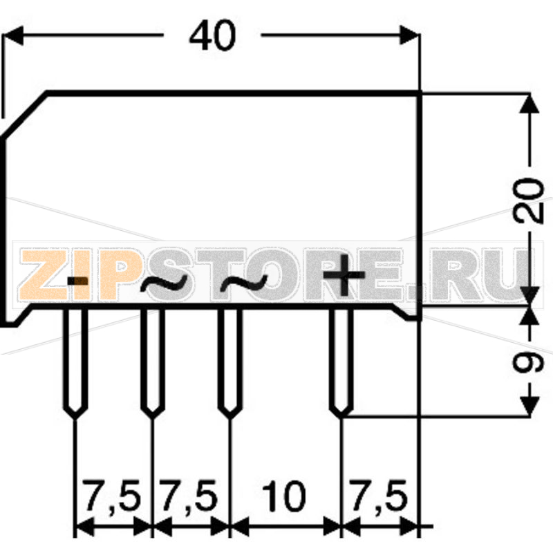 Выпрямитель мостовой 80 В, 3.7 А, SIL-4, однофазный TRU Components TC-B40C3700A 