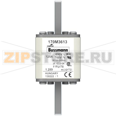 Предохранитель, 125 A, AC 690 В, 200 кА, size 1, 45x45x110 мм, aR, IEC UL Eaton FUSE 125A 690V 