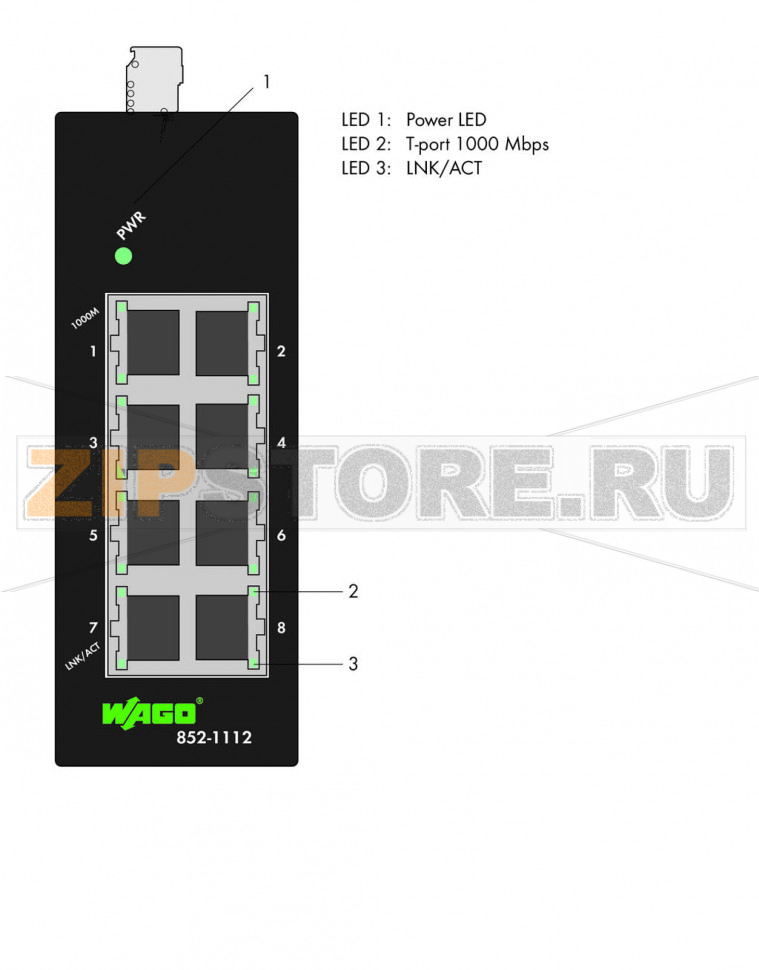Промышленный переключатель ECO; 8-портовый 1000Base-T; черные Wago 852-1112 
