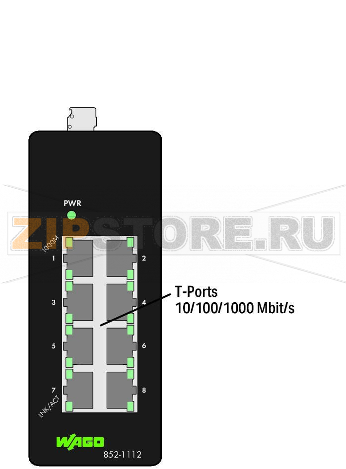 Промышленный переключатель ECO; 8-портовый 1000Base-T; черные Wago 852-1112 