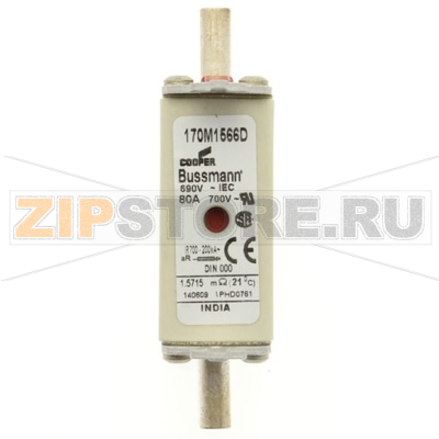 Предохранитель, 80 A, AC 690 В, 200 кА, DIN 000, aR, DIN, IEC Eaton FUSE 80A 690V aR DIN 000 HSDNH 