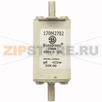Предохранитель, 160 A, AC 690 В, 200 кА, DIN 00, 30x60x79 мм, gR, DIN, IEC Eaton FUSE 160A 690V 