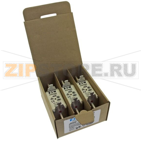 Предохранитель, 40 A, AC 500 В, 120 кА, NH02, gL/gG, IEC Eaton NH FUSE 40A 500V GG/GL SIZE 02 
