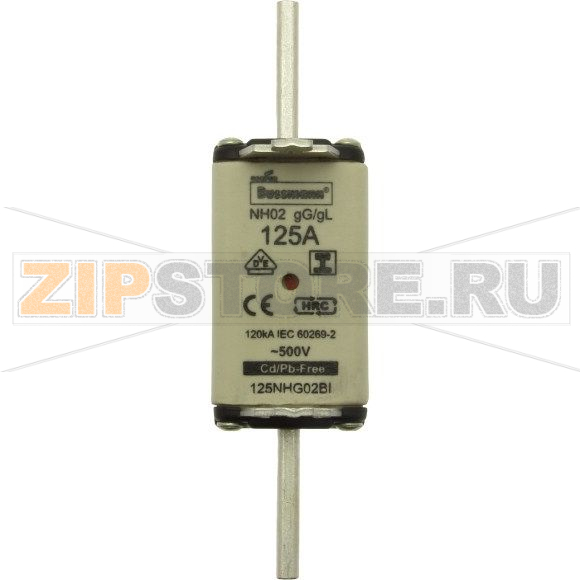 Предохранитель, 125 A, AC 500 В, 120 кА, NH02, gL/gG, IEC Eaton NH FUSE 125A 500V GL/GG SIZE 02 