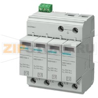 ОГРАНИЧИТЕЛЬ ПЕРЕНАПРЯЖЕНИЙ ТИП 2 REQUIREMENT КАТЕГОРИЯ C, UC 350V PLUG-IN PROTECTION BLOCKS 4ПОЛ., 3+1 CIRCUIT ДЛЯ TN-S AND TT SYSTEMS W. REMOTE DISPLAY Siemens 5SD7464-1