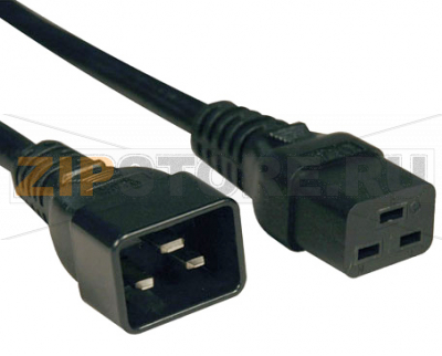 Hyperline PWC-IEC19-IEC20-1.0-BK Кабель питания IEC 320 C19 - IEC 320 C20 (3x1.5), 16A, прямая вилка, 1м, цвет черный 