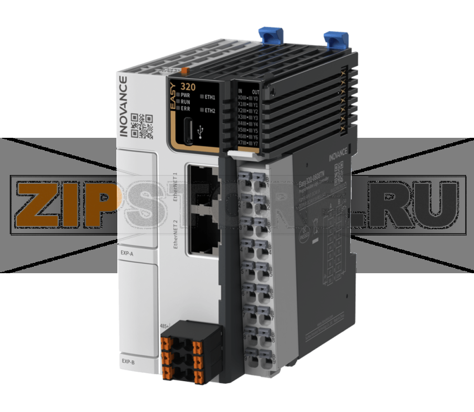 Контроллер 24 В/DC, 8xDI (NPN/PNP), 8xDO (NPN), 2xEthernet, 1xRS485, 1xType-C, 5 осей, CAM, 2xGE20, 16xGL20, IP20 Inovance Easy320-0808TN-INT 