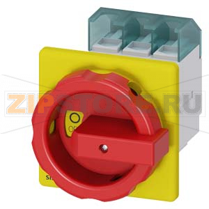 АВАРИЙНЫЙ ГЛАВНЫЙ УПРАВЛЯЮЩИЙ ПЕРЕКЛЮЧАТЕЛЬ 3 ПОЛЮСА IU=63, P/AC-23A AT 400V=22KW, ДЛЯ ФРОНТАЛЬНОГО МОНТАЖА, МОНТАЖ ПОСР. ЦЕНТР. ОТВЕРСТИЯ ПОВОРОТНЫЙ ИСП. МЕХАНИЗМ КРАСН\ЖЕЛТ. Siemens 3LD2555-0TK53 