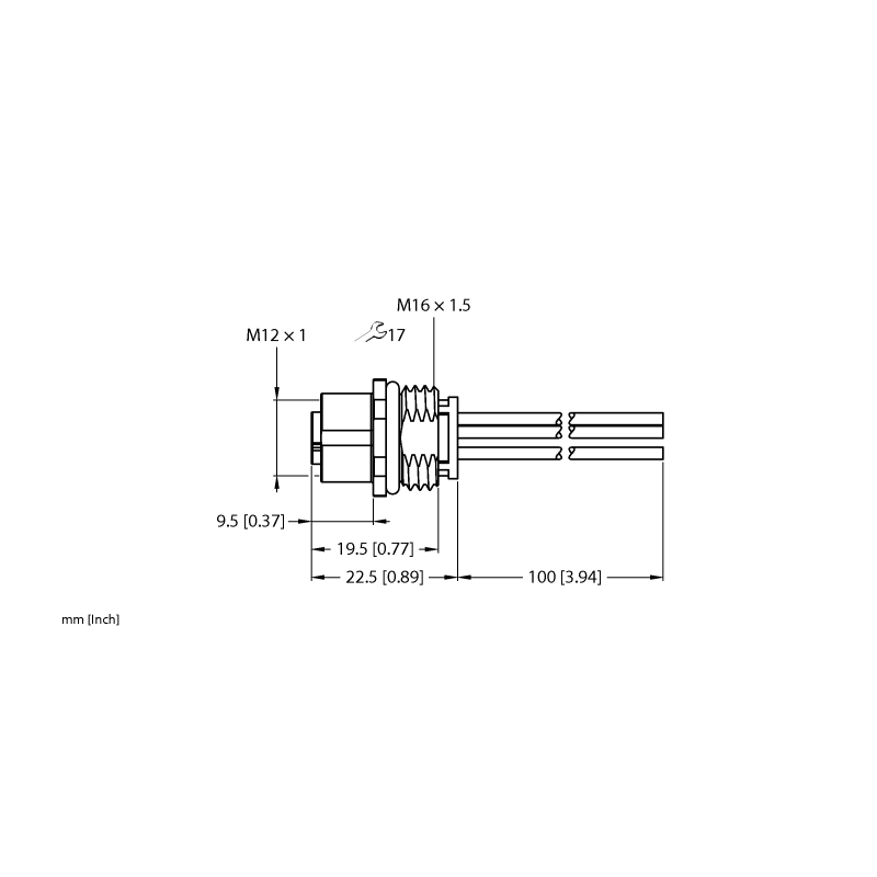 Разъем фланцевый M12 (мама) Turck FK54PL-1/M16 