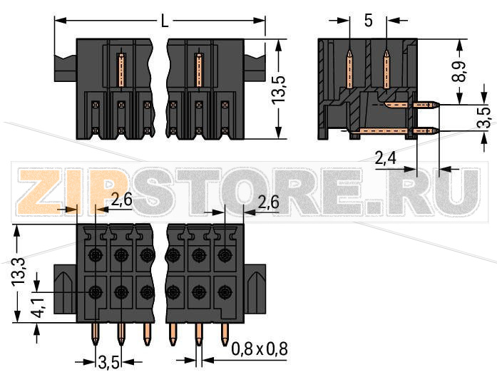 MCS MINI HD Вилка под пайку THR, 2-рядн.; 0.8 x 0.8 mm solder pin; угловые; 100% защита от неправильного подсоединения; Рычаги; упаковка в ленте на бобине; Шаг контактов 3,5 мм; 2 x 12-полюсов; черные Wago 713-1432/116-000/997-408 Вилки для пайки оплавлением припоя для поверхностного монтажаРазделенные разъемы выводов предотвращают повреждения и обеспечивают вилкам защиту от касания в неподсоединенном состоянии100% защита от неправильного подсоединенияВозможны варианты кодировки...