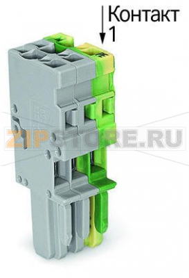 1-проводниковая розетка; 4 mm; 2-пол.; 4,00 mm; серые, желто-зеленые Wago 769-102/000-036 